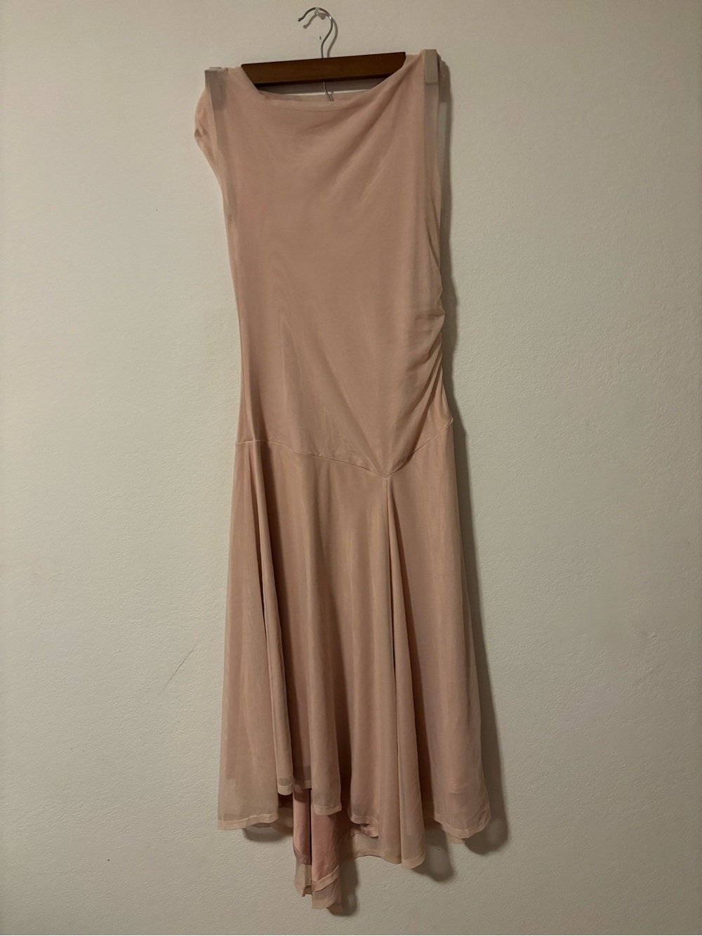 Active USA Blush Pink Asymmetrical Midi Dress
